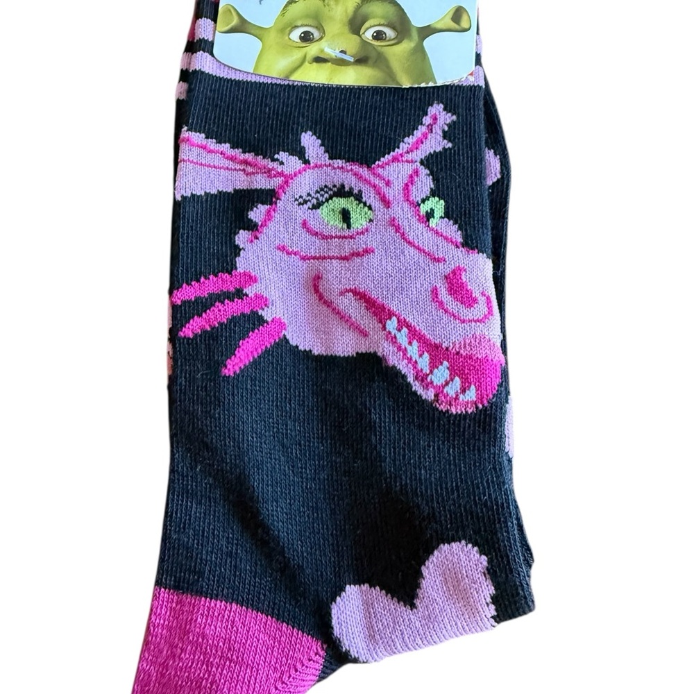 Pink and Black Shrek Dragon socks